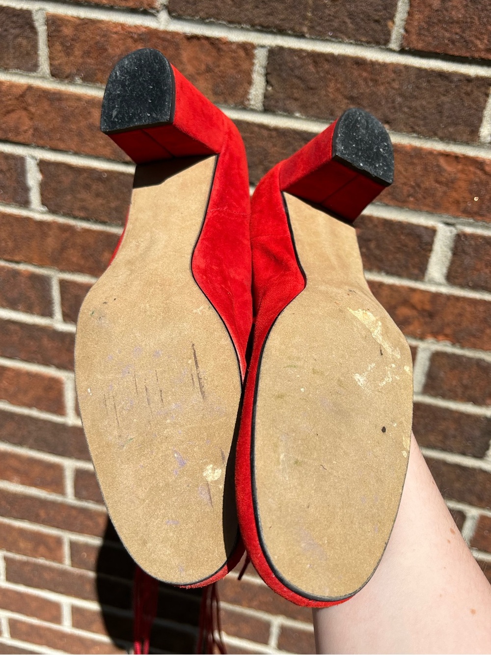 RARE 60s 70s Red Suede Lace Up Boots - Picture 8 of 16